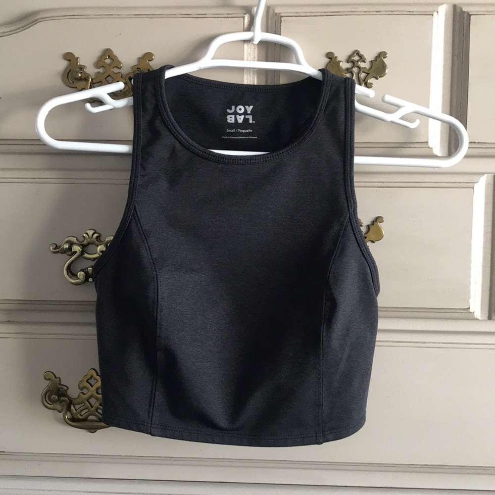 Athletic crop top with detail on back. No pads.